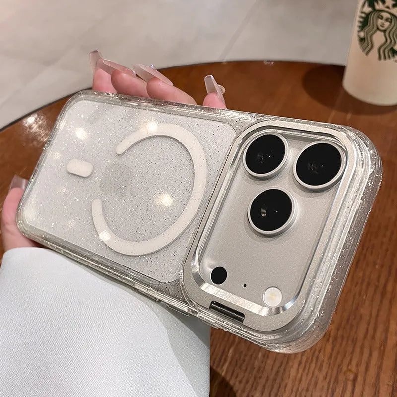 Glam Stand Case in Silver Glitter