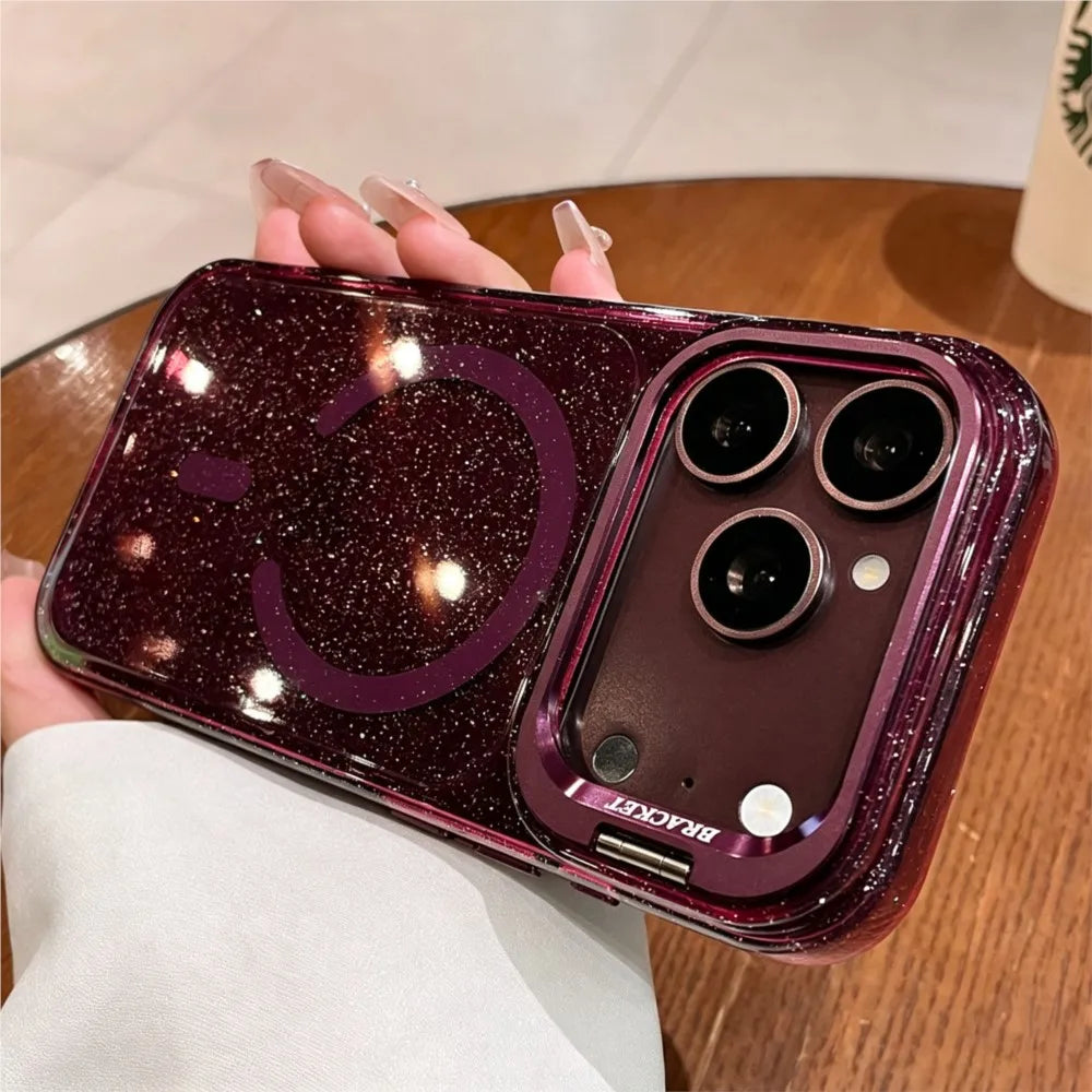 Glam Stand Case built-in kickstand in use